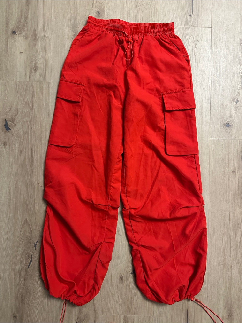 SHEIN Red Wide Leg Cargo Pants